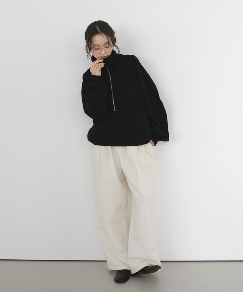 hellam(へラム)の「オーバーサイズハーフジップスウェット(スウェット・レディース・ブラック/オートミール/ブラウン/杢グレー・FREE)」の11枚目の写真