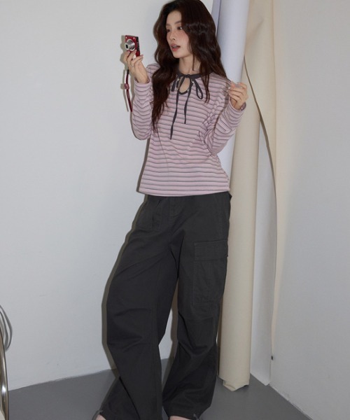 Vipoa(ヴィポア)の「Front ribbon cutsew(Tシャツ/カットソー・レディース・ピンク・FREE)」の5枚目の写真