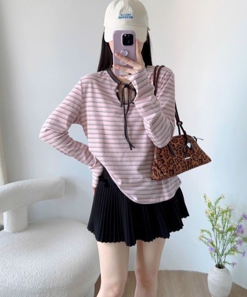 Vipoa(ヴィポア)の「Front ribbon cutsew(Tシャツ/カットソー・レディース・ピンク・FREE)」の8枚目の写真