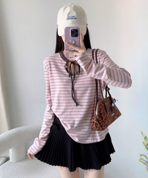 Vipoa(ヴィポア)の「Front ribbon cutsew(Tシャツ/カットソー・レディース・ピンク・FREE)」の9枚目の写真