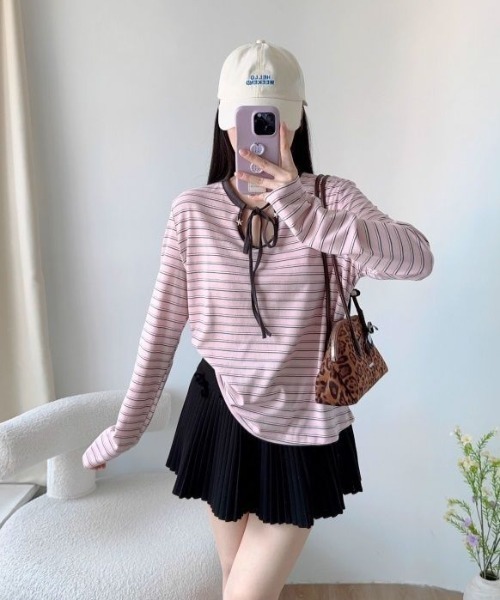 Vipoa(ヴィポア)の「Front ribbon cutsew(Tシャツ/カットソー・レディース・ピンク・FREE)」の10枚目の写真