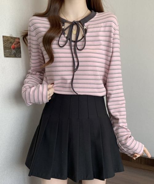 Vipoa(ヴィポア)の「Front ribbon cutsew(Tシャツ/カットソー・レディース・ピンク・FREE)」の18枚目の写真
