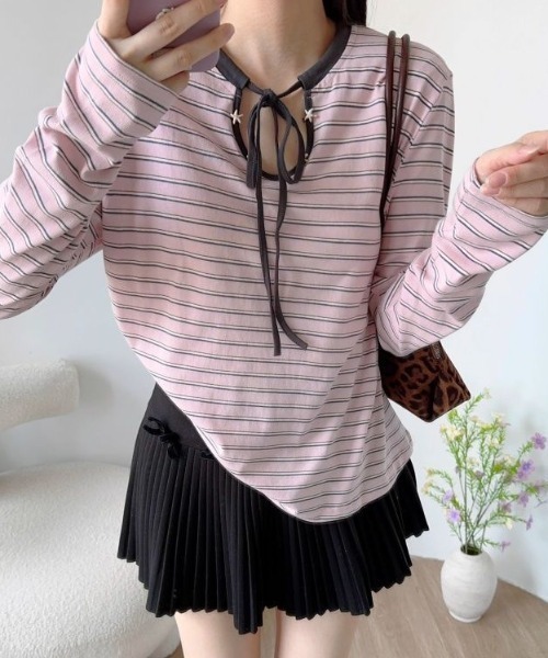 Vipoa(ヴィポア)の「Front ribbon cutsew(Tシャツ/カットソー・レディース・ピンク・FREE)」の19枚目の写真