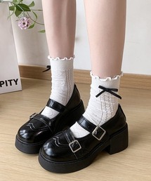 厚底メリージェーンダブルベルトローファー