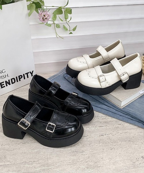 Miniministore(ミニミニストア)の「厚底メリージェーンダブルベルトローファー(ローファー・レディース・アイボリー/ブラック・24.0cm/23.5cm/23.0cm/22.5cm/24.5cm)」の16枚目の写真