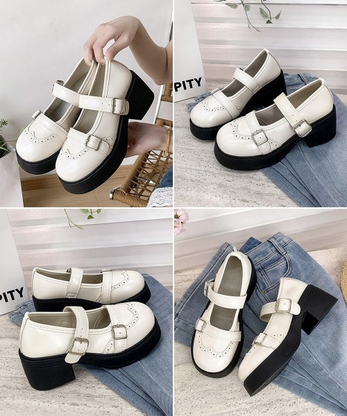 Miniministore(ミニミニストア)の「厚底メリージェーンダブルベルトローファー(ローファー・レディース・アイボリー/ブラック・24.0cm/23.5cm/23.0cm/22.5cm/24.5cm)」の18枚目の写真