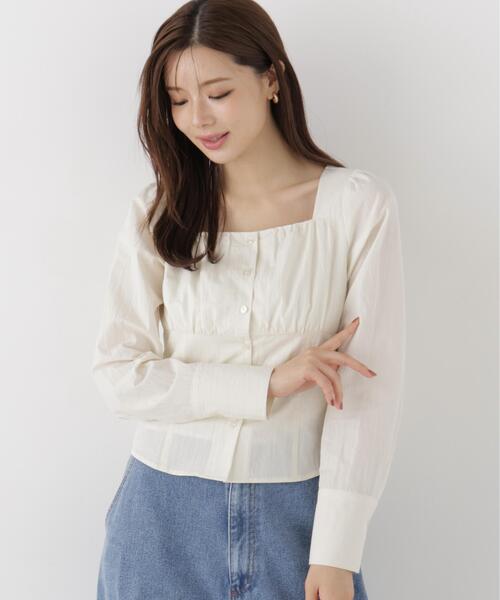 PROPORTION BODY DRESSING(プロポーションボディドレッシング)の「フロントギャザーブラウス / 1216210003(シャツ/ブラウス・レディース・ブラウン/ホワイト系その他/ブルー・FREE)」の7枚目の写真