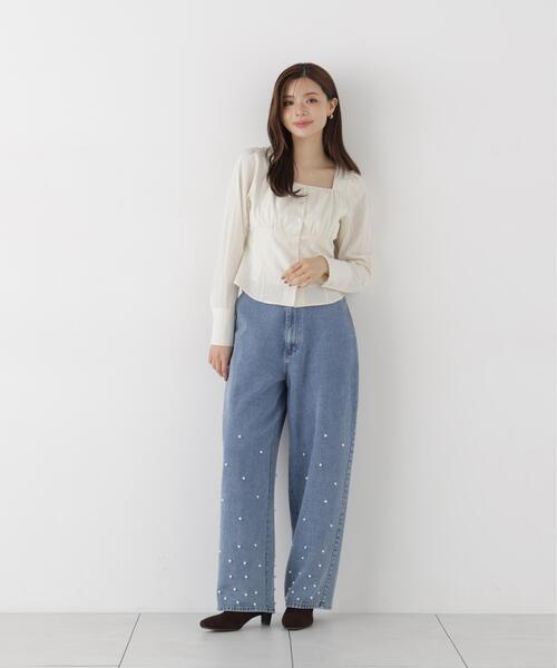 PROPORTION BODY DRESSING(プロポーションボディドレッシング)の「フロントギャザーブラウス / 1216210003(シャツ/ブラウス・レディース・ブラウン/ホワイト系その他/ブルー・FREE)」の10枚目の写真