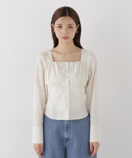 PROPORTION BODY DRESSING(プロポーションボディドレッシング)の「フロントギャザーブラウス / 1216210003(シャツ/ブラウス・レディース・ブラウン/ホワイト系その他/ブルー・FREE)」の12枚目の写真
