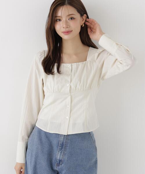 PROPORTION BODY DRESSING(プロポーションボディドレッシング)の「フロントギャザーブラウス / 1216210003(シャツ/ブラウス・レディース・ブラウン/ホワイト系その他/ブルー・FREE)」の6枚目の写真