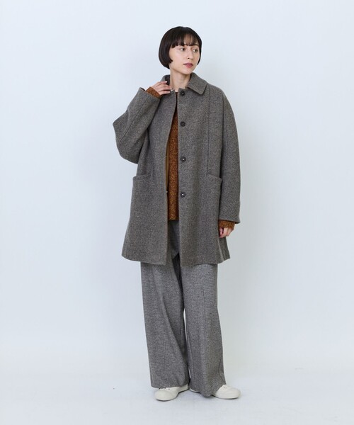 LOISIR(ロワズィール)の「ウールシルクネップリバーステンカラーハーフコート(ステンカラーコート・レディース・ブラック系その他/ベージュ系その他・FREE)」の1枚目の写真