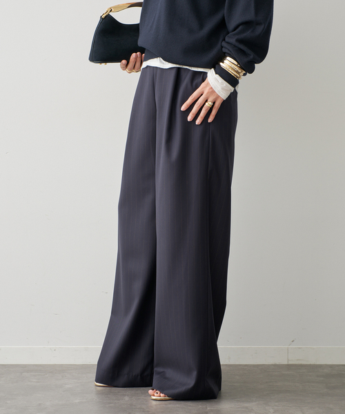 Deuxieme Classe(ドゥーズィエムクラス)の「*Easy Wide スラックス (stripe)(スラックス・レディース・ネイビー・38/36/34)」の2枚目の写真