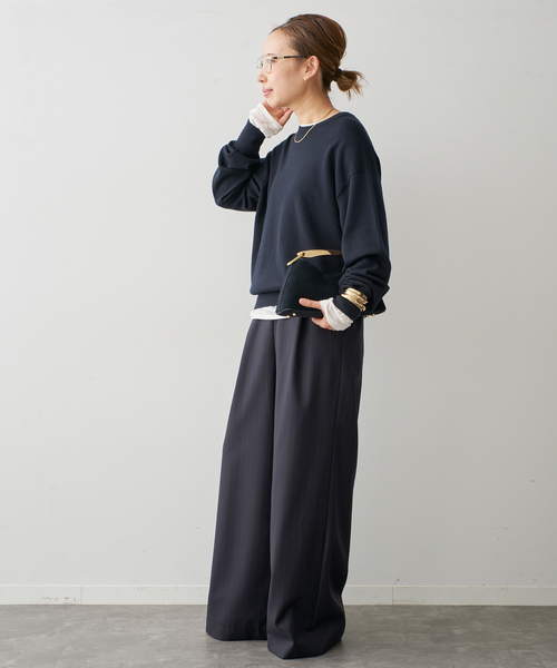 Deuxieme Classe(ドゥーズィエムクラス)の「*Easy Wide スラックス (stripe)(スラックス・レディース・ネイビー・38/36/34)」の5枚目の写真