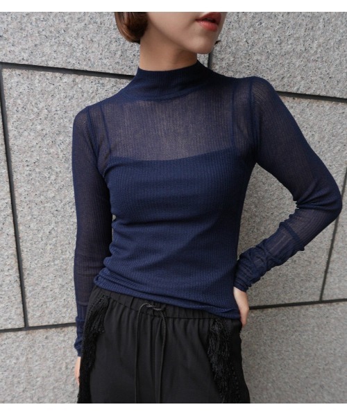 LE CIEL BLEU(ルシェルブルー)の「リブドタートルネック / Ribbed Turtleneck(ニット/セーター・レディース・ブラック/チャコールグレー/ネイビー・36)」の1枚目の写真