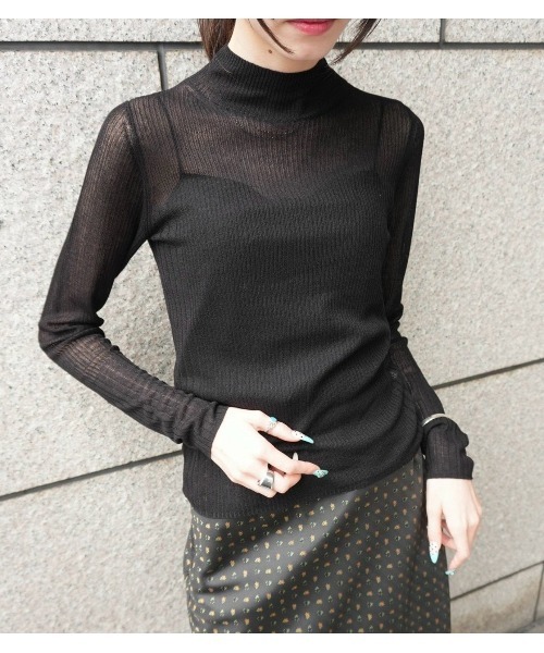 LE CIEL BLEU(ルシェルブルー)の「リブドタートルネック / Ribbed Turtleneck(ニット/セーター・レディース・ブラック/チャコールグレー/ネイビー・36)」の2枚目の写真