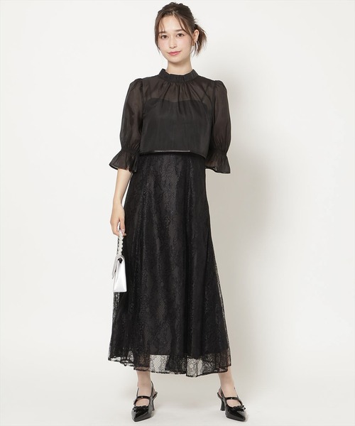 WILLSELECTION(ウィルセレクション)の「バッククロスブラウス×レースキャミワンピース(ドレス・レディース・ラベンダー/ブラック/ミント・FREE)」の2枚目の写真