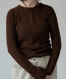 halter neck strap layer like knit / ホルターネックストラップレイヤーライクニット