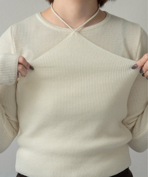 lawgy(ラウジー)の「halter neck strap layer like knit / ホルターネックストラップレイヤーライクニット(ニット/セーター・レディース・ブラック/ブラウン/アイボリー・FREE)」の12枚目の写真