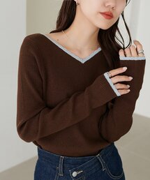 前後2WAYスカラップ使い配色プルオーバー
