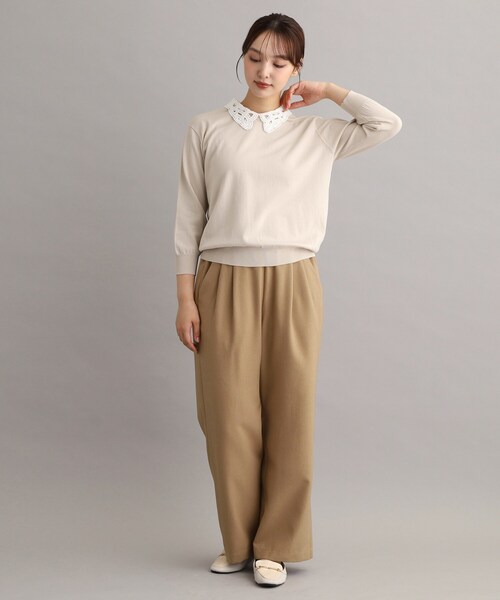 LAURA ASHLEY(ローラアシュレイ)の「【衿取外し可/強撚加工/洗える】レース衿付きプルオーバーニット(ニット/セーター・レディース・アイボリー/ボルドー/グレー/ブラック・38/40)」の7枚目の写真