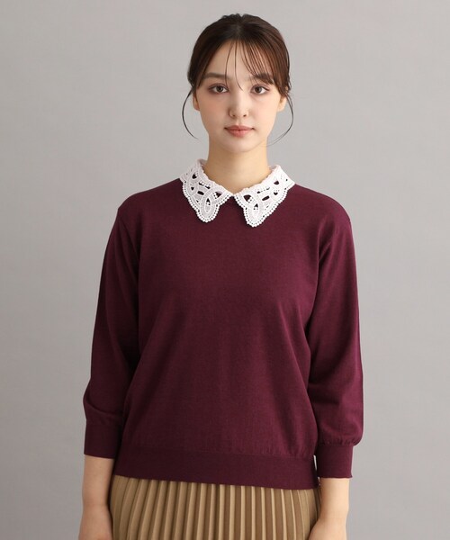 LAURA ASHLEY(ローラアシュレイ)の「【衿取外し可/強撚加工/洗える】レース衿付きプルオーバーニット(ニット/セーター・レディース・アイボリー/ボルドー/グレー/ブラック・38/40)」の20枚目の写真
