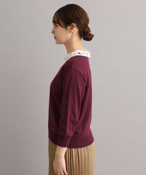 LAURA ASHLEY(ローラアシュレイ)の「【衿取外し可/強撚加工/洗える】レース衿付きプルオーバーニット(ニット/セーター・レディース・アイボリー/ボルドー/グレー/ブラック・38/40)」の19枚目の写真