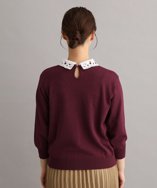 LAURA ASHLEY(ローラアシュレイ)の「【衿取外し可/強撚加工/洗える】レース衿付きプルオーバーニット(ニット/セーター・レディース・アイボリー/ボルドー/グレー/ブラック・38/40)」の18枚目の写真