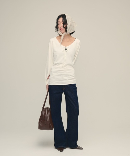 eL(エル)の「【eL】14G Curl Code Pullover/1070191(ニット/セーター・レディース・ブラック/オフホワイト・FREE)」の16枚目の写真