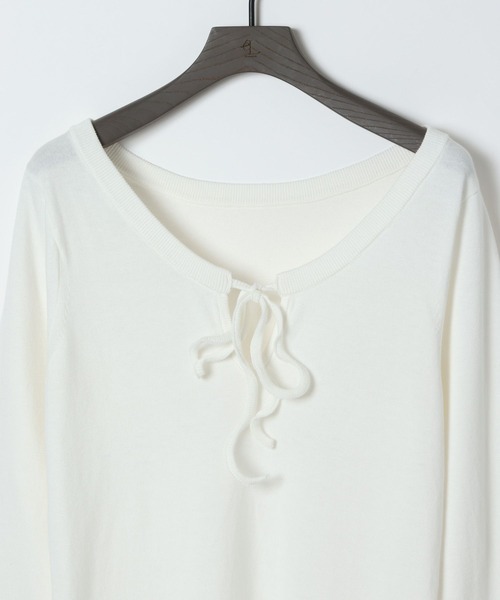 eL(エル)の「【eL】14G Curl Code Pullover/1070191(ニット/セーター・レディース・ブラック/オフホワイト・FREE)」の4枚目の写真