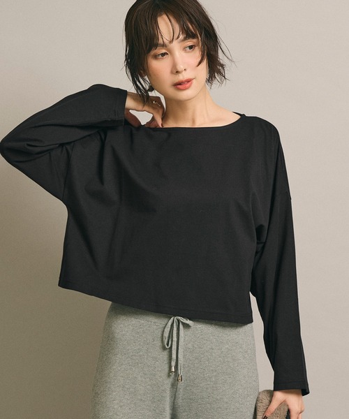 coca(coca)(コカ)の「ワイドスリーブクロップドロンT【西山茉希様着用】(Tシャツ/カットソー・レディース・ブラック/ホワイト・M/L)」の1枚目の写真
