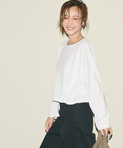 coca(coca)(コカ)の「ワイドスリーブクロップドロンT【西山茉希様着用】(Tシャツ/カットソー・レディース・ブラック/ホワイト・M/L)」の4枚目の写真