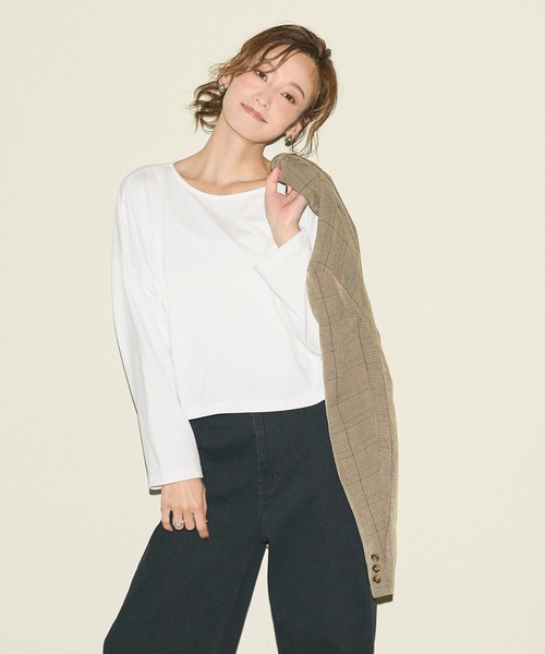 coca(coca)(コカ)の「ワイドスリーブクロップドロンT【西山茉希様着用】(Tシャツ/カットソー・レディース・ブラック/ホワイト・M/L)」の5枚目の写真