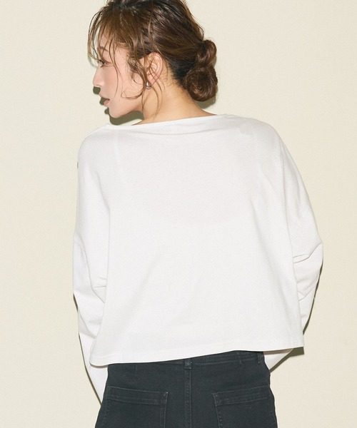 coca(coca)(コカ)の「ワイドスリーブクロップドロンT【西山茉希様着用】(Tシャツ/カットソー・レディース・ブラック/ホワイト・M/L)」の6枚目の写真