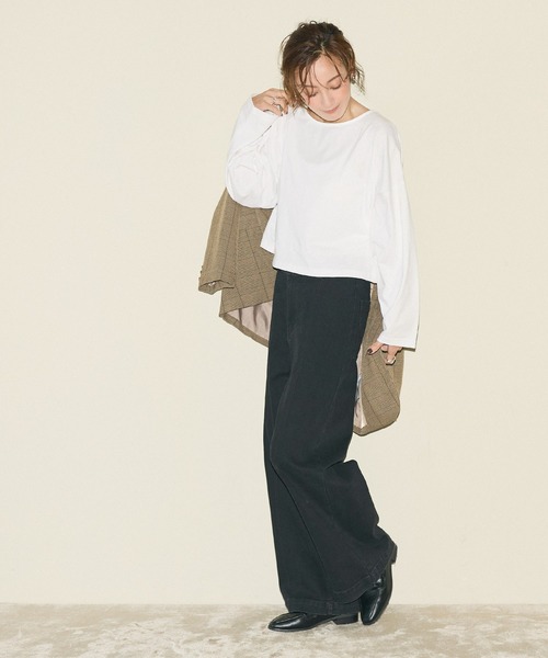 coca(coca)(コカ)の「ワイドスリーブクロップドロンT【西山茉希様着用】(Tシャツ/カットソー・レディース・ブラック/ホワイト・M/L)」の7枚目の写真