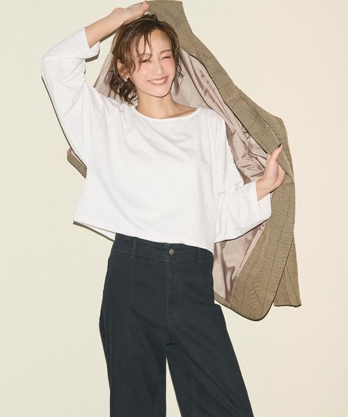 coca(coca)(コカ)の「ワイドスリーブクロップドロンT【西山茉希様着用】(Tシャツ/カットソー・レディース・ブラック/ホワイト・M/L)」の8枚目の写真