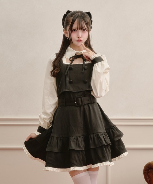 Pal elfy(パルエルフィー)の「ドーリーフリルドッキングワンピース(ワンピース・レディース・ピンク/グレー/ブラック・フリー)」の2枚目の写真