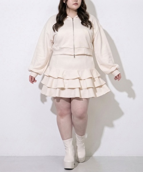 DearMyLoveWhip(ディアマイラブホイップ)の「バックリボンスウェットパーカー&ティアードミニスカートセットアップ【4Lー6L】(セットアップ・レディース・アイボリー/グレー/ブラック・5L/4L/6L)」の8枚目の写真