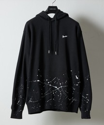 HAND PAINTED FIRM COTTON LIGHT SHORT PILE PULLOVER SWEAT HOODIE / ハンドペイント ファーム コットン ライト ミニ裏毛 ワンポイント ロゴプリント スウェット プルオーバー パーカー