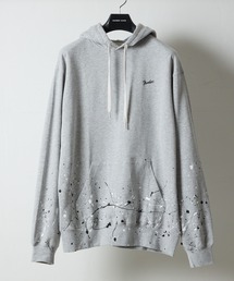 HAND PAINTED FIRM COTTON LIGHT SHORT PILE PULLOVER SWEAT HOODIE / ハンドペイント ファーム コットン ライト ミニ裏毛 ワンポイント ロゴプリント スウェット プルオーバー パーカー