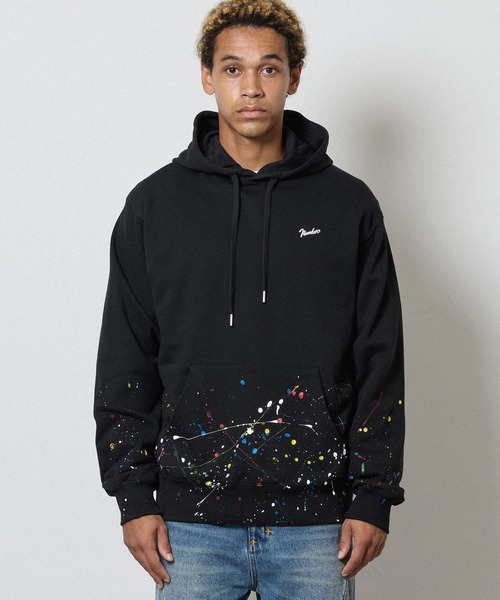 NUMBER (N)INE（ナンバーナイン）の「HAND PAINTED FIRM COTTON LIGHT SHORT PILE PULLOVER SWEAT HOODIE / ハンドペイント ファーム コットン ライト ミニ裏毛 ワンポイント ロゴプリント スウェット プルオーバー パーカー（パーカー・メンズ・グレー/ブラック/グレー系その他2/ブラック系その他2・L/M/XL）」の2枚目の写真
