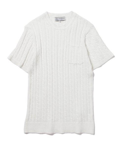 B:MING by BEAMS(ビーミングバイビームス)の「ビーミング by ビームス / ケーブルポケットクルー半袖ニット(ニット/セーター・メンズ・チャコールグレー/ベージュ/ネイビー/オフホワイト・MEDIUM/SMALL/X-LARGE/LARGE)」の10枚目の写真