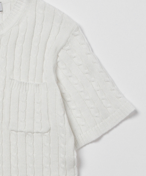 B:MING by BEAMS(ビーミングバイビームス)の「ビーミング by ビームス / ケーブルポケットクルー半袖ニット(ニット/セーター・メンズ・チャコールグレー/ベージュ/ネイビー/オフホワイト・MEDIUM/SMALL/X-LARGE/LARGE)」の11枚目の写真