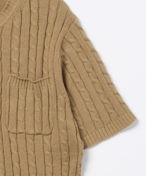 B:MING by BEAMS(ビーミングバイビームス)の「ビーミング by ビームス / ケーブルポケットクルー半袖ニット(ニット/セーター・メンズ・チャコールグレー/ベージュ/ネイビー/オフホワイト・MEDIUM/SMALL/X-LARGE/LARGE)」の17枚目の写真