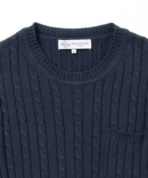 B:MING by BEAMS(ビーミングバイビームス)の「ビーミング by ビームス / ケーブルポケットクルー半袖ニット(ニット/セーター・メンズ・チャコールグレー/ベージュ/ネイビー/オフホワイト・MEDIUM/SMALL/X-LARGE/LARGE)」の12枚目の写真