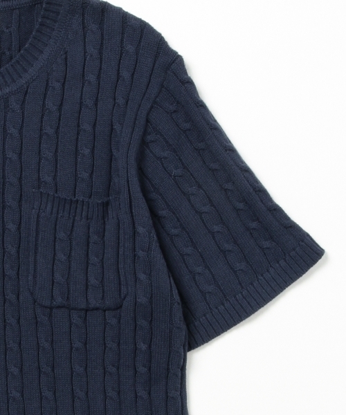 B:MING by BEAMS(ビーミングバイビームス)の「ビーミング by ビームス / ケーブルポケットクルー半袖ニット(ニット/セーター・メンズ・チャコールグレー/ベージュ/ネイビー/オフホワイト・MEDIUM/SMALL/X-LARGE/LARGE)」の13枚目の写真