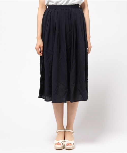 ikka(イッカ)の「レーヨン麻タックスカート(スカート・レディース・オリーブ/レッド/ネイビー/オレンジ・LARGE/MEDIUM)」の10枚目の写真