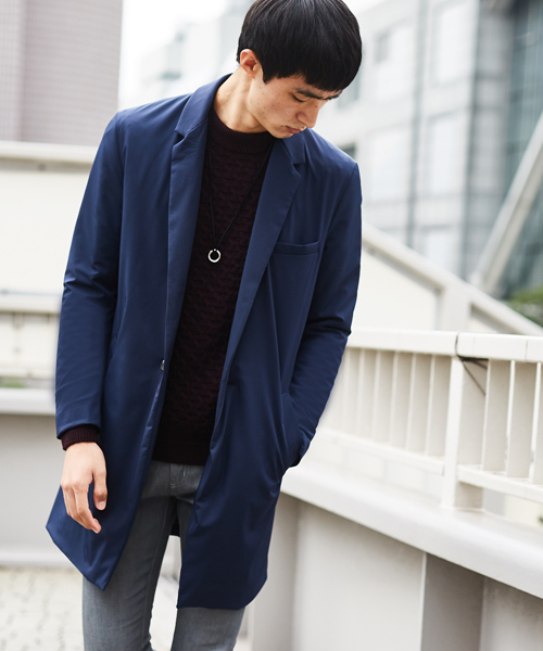 STUDIOUS（ステュディオス）の「【WEB限定 】STUDIOUS パウダータッチチェスターコート（チェスターコート・メンズ・ブラック/グリーン/ネイビー・3/2/1）」の3枚目の写真