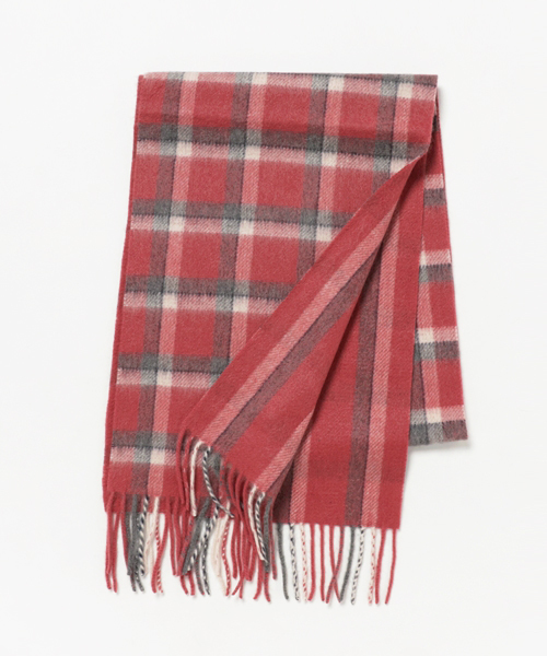 FREDY&GLOSTER(フレディアンドグロスター)の「【ドラマ「逃げるは恥だが役に立つ」使用】カシミヤWフェイスチェックマフラー(マフラー・メンズ・ブラック/ブルー/ネイビー/レッド・FREE)」の1枚目の写真