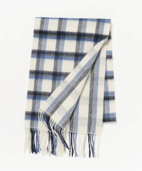 FREDY&GLOSTER(フレディアンドグロスター)の「【ドラマ「逃げるは恥だが役に立つ」使用】カシミヤWフェイスチェックマフラー(マフラー・メンズ・ブラック/ブルー/ネイビー/レッド・FREE)」の4枚目の写真