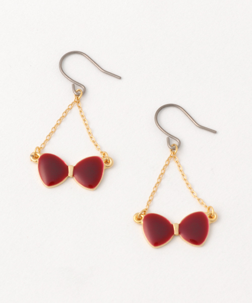 rovtski（ロフトスキー）の「Z)【LEF MADE】エポプレートリボンピアス（ピアス（両耳用）・レディース・ホワイト/ワインレッド・FREE）」の2枚目の写真